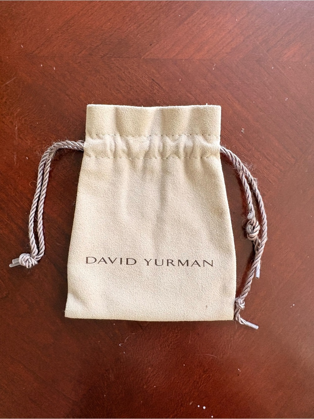 David Yurman Beige Suede Jewelry Pouch with Drawstrings